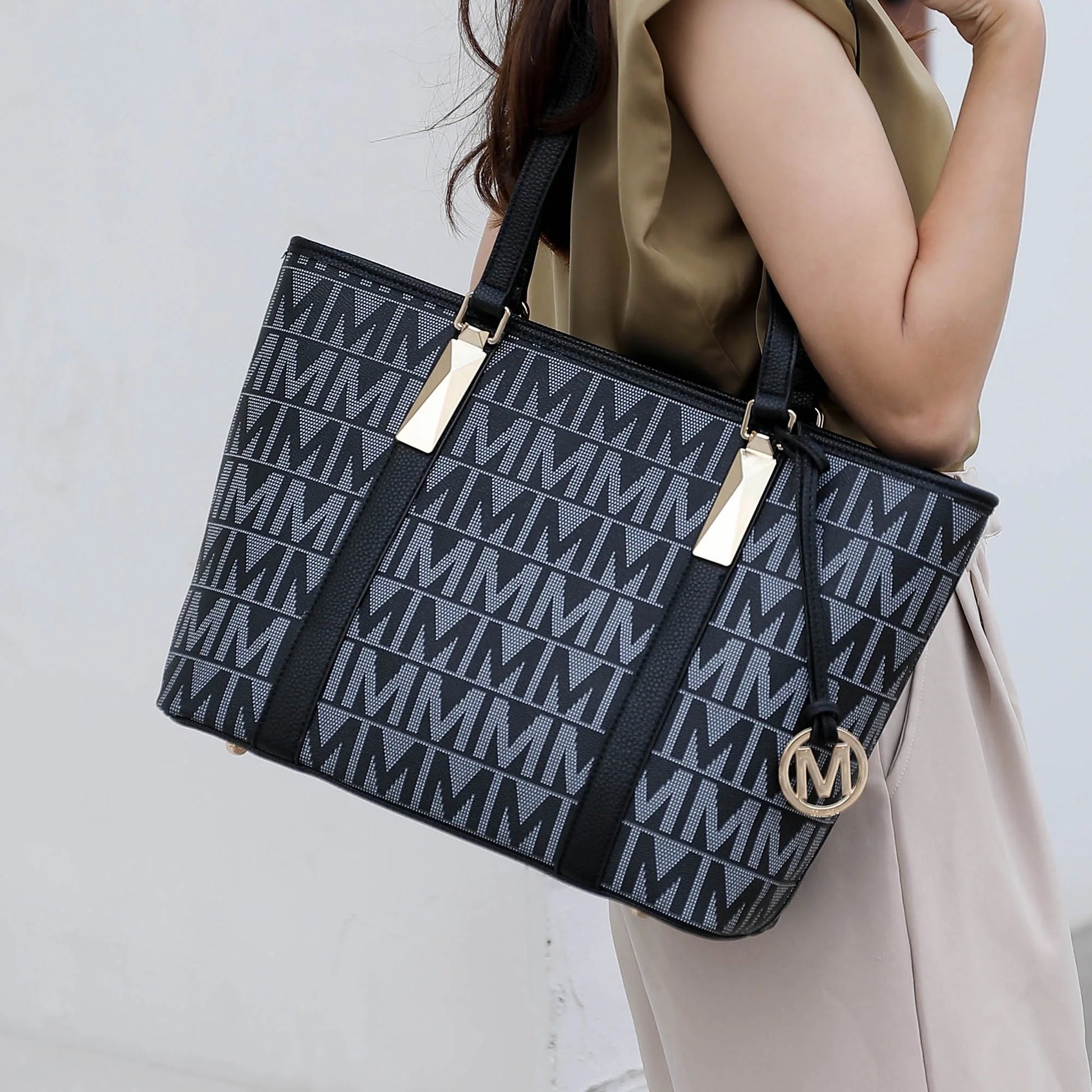Marimar Women'S Tote Bag with Pouch and Wristlet, Signature 4 Piece Set by Mia K - Grey